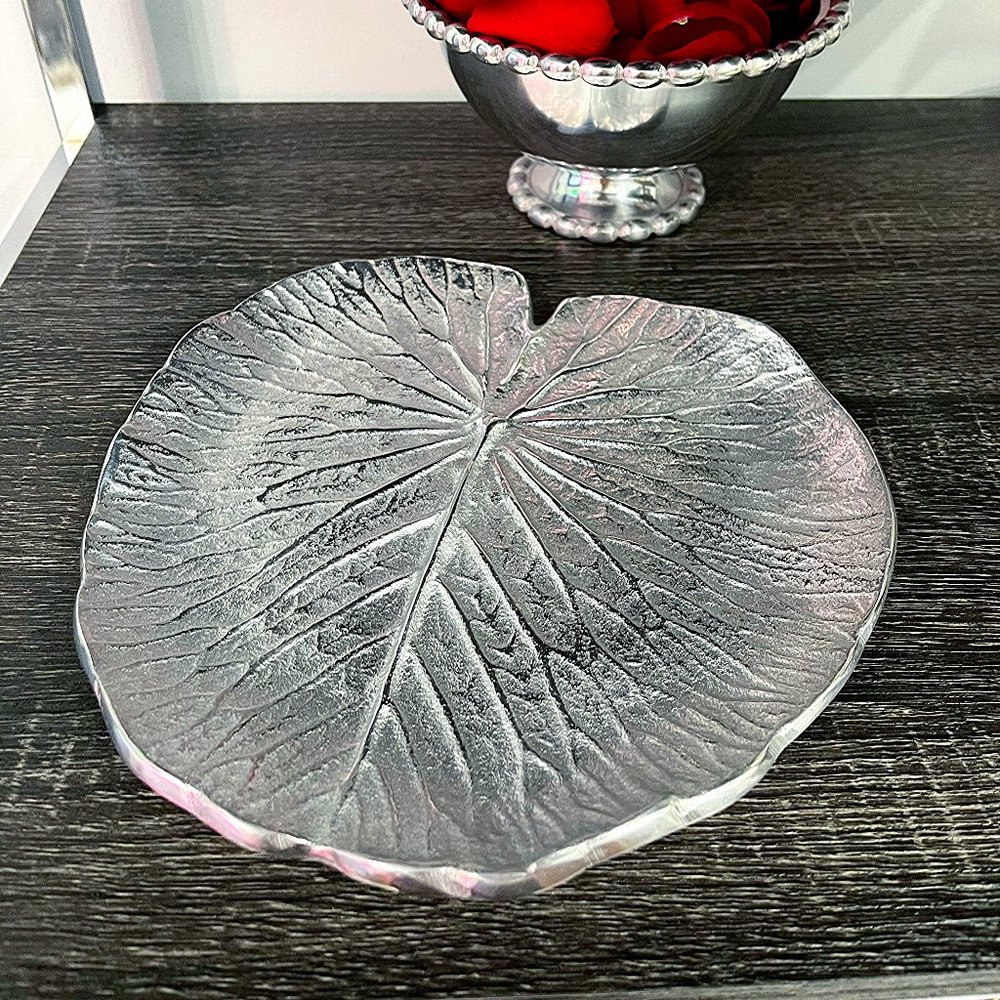 Silver Lotus Leaf Low Platter